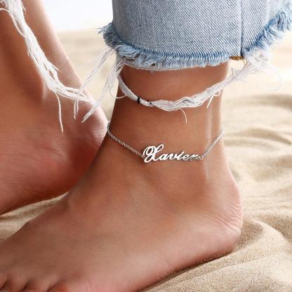 Personalized Name Anklet Sterling Silver-Blongser