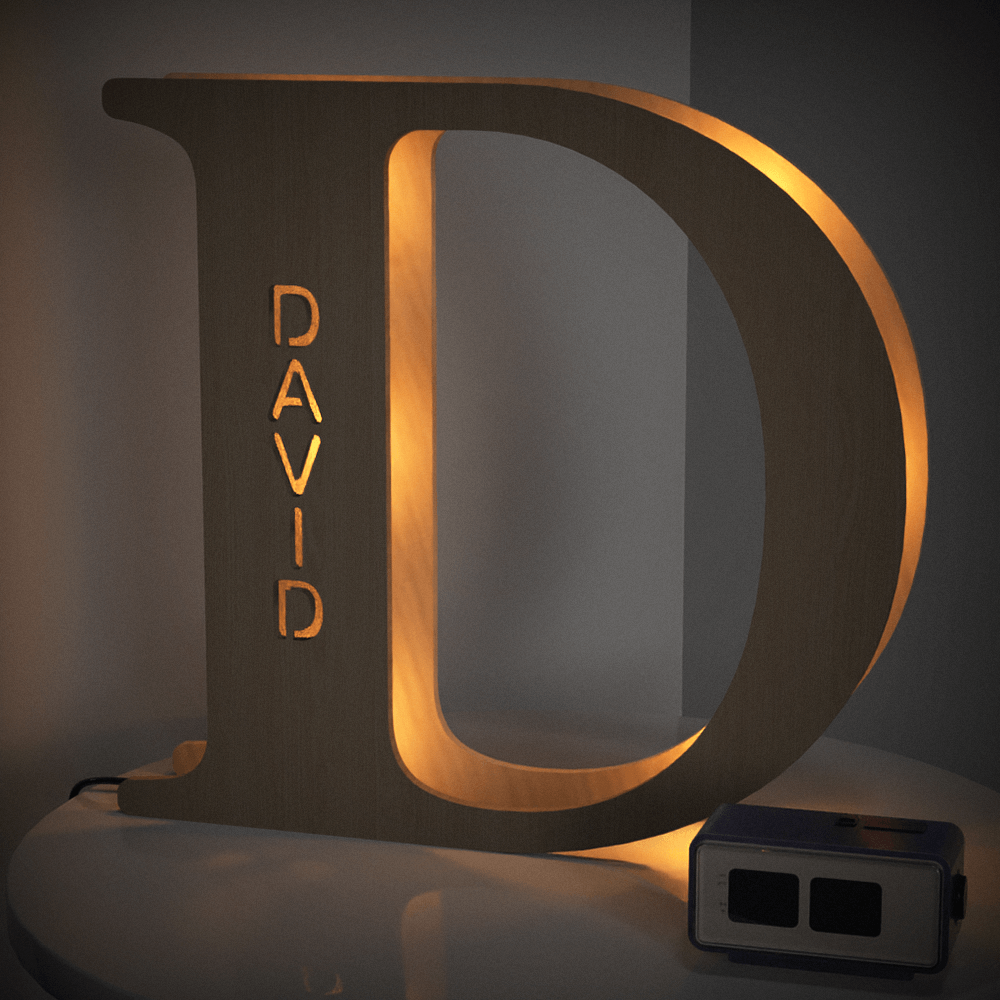 Personalised Wooden Letter Lamp Custom Name Alphabet Night Lights 19CM-Blongser