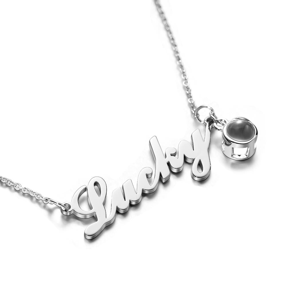 Custom Signature Lucky Name And Picture Projection Necklace Great Gift-Blongser
