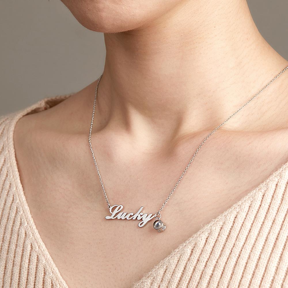 Custom Signature Lucky Name And Picture Projection Necklace Great Gift-Blongser