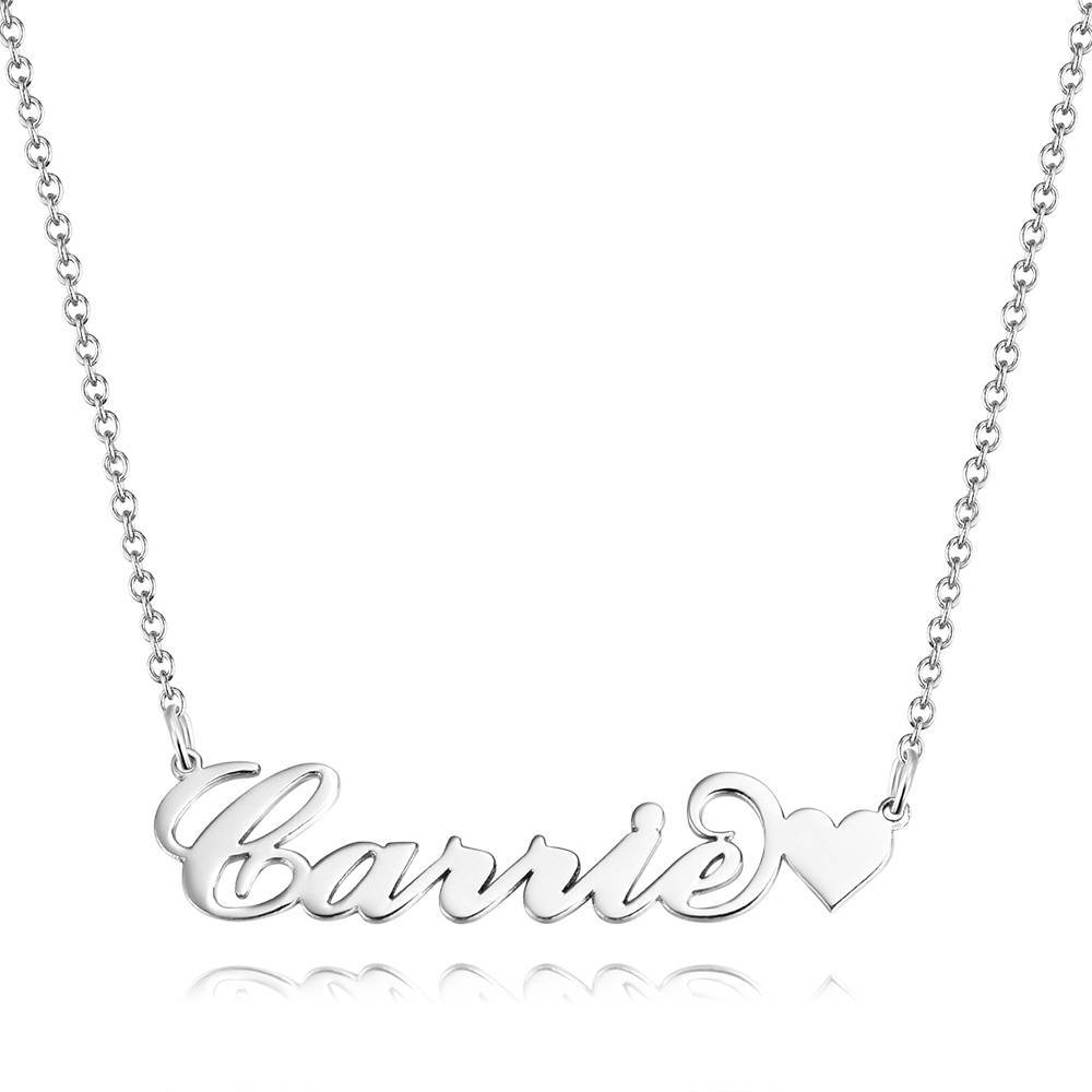 Carrie Style Custom Name Necklace with Little Heart Silver-Blongser