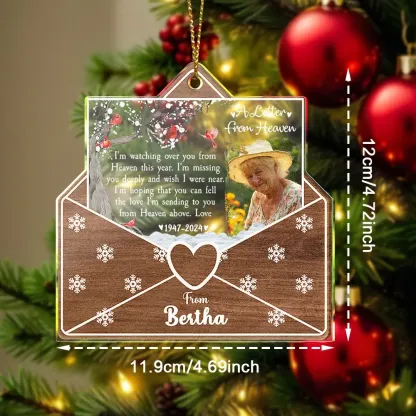Personalized Photo Letter From Heaven Memorial Christmas Ornament Meaningful Christmas Gifts-Blongser