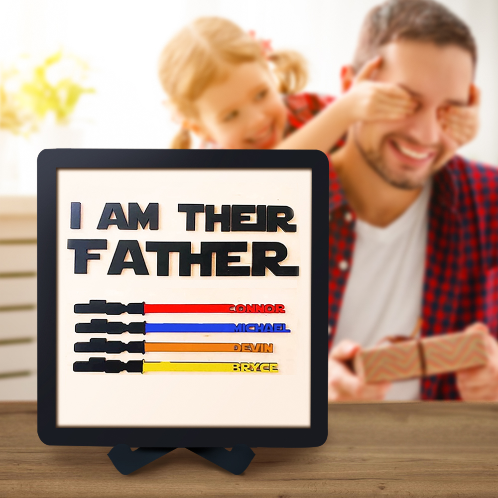 Custom Name Light Saber I AM THEIR FATHER Wooden Sign for Father's Day Gifts-Blongser
