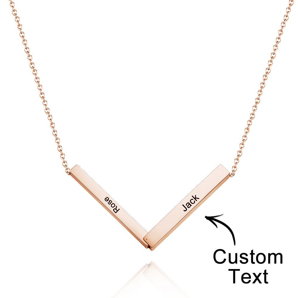Custom Engraved Necklace Folded Bar Necklaces Unique Gift for Women-Blongser