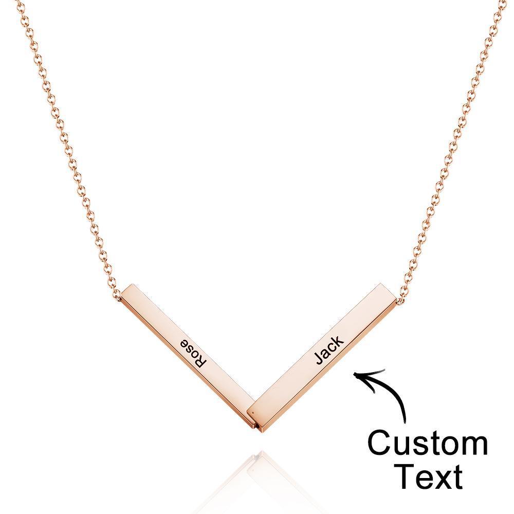 Custom Engraved Necklace Folded Bar Necklaces Unique Gift for Women-Blongser