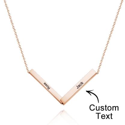 Custom Engraved Necklace Folded Bar Necklaces Unique Gift for Women-Blongser