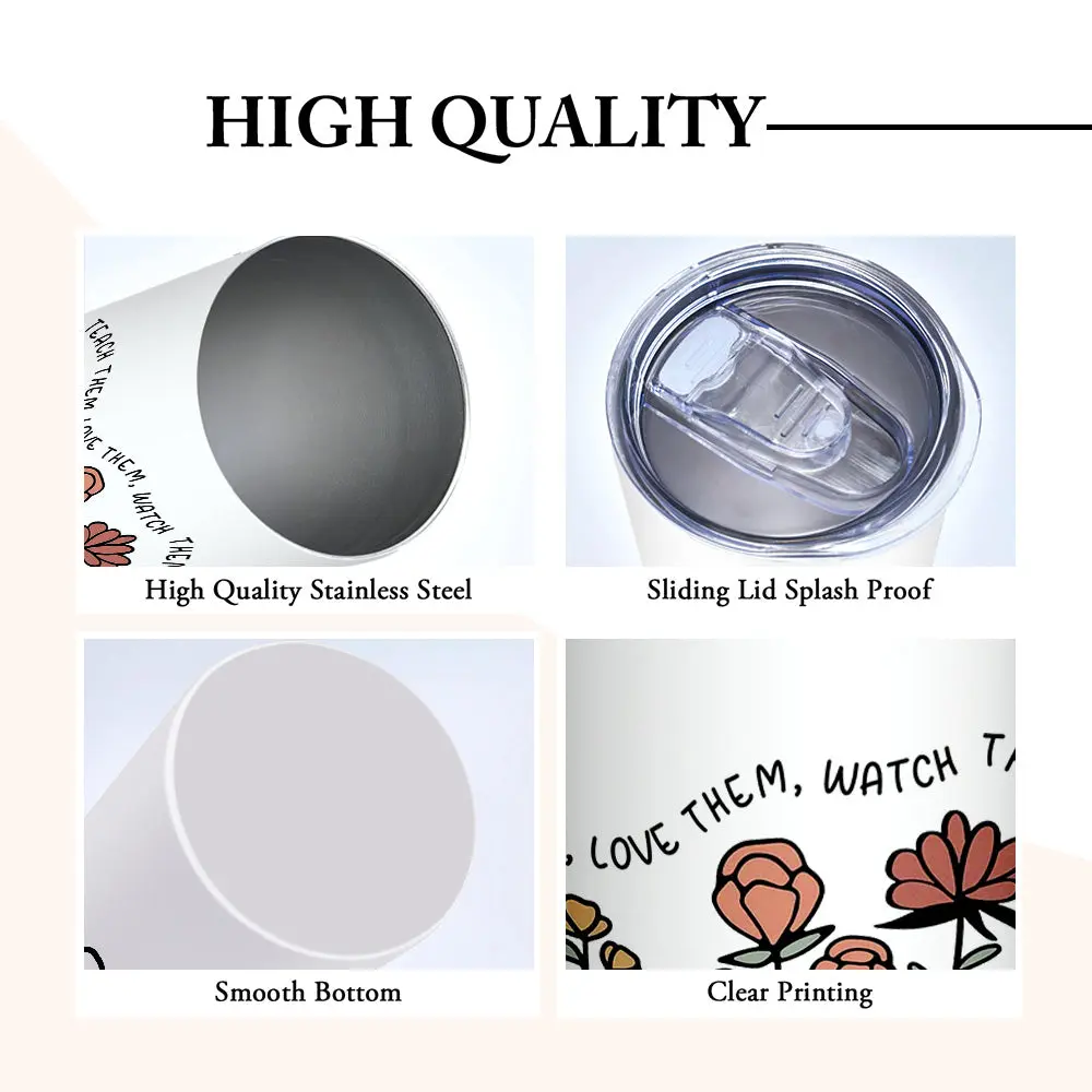 Personalized Wildflowers 20oz Name Skinny Tumbler with Straw Appreciation Gift for Teacher Back to School Gift-Blongser