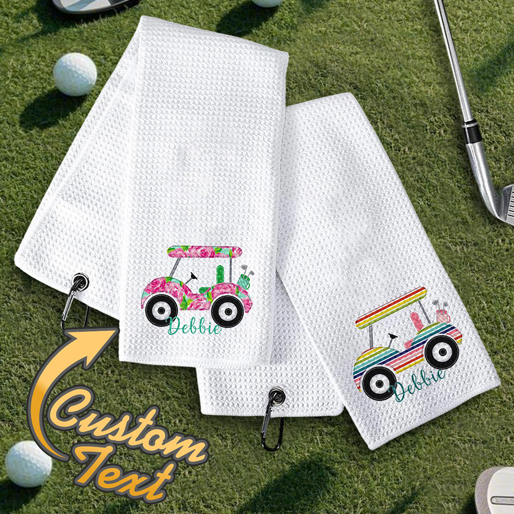 Personalized Golf Towel with Name Hanging Clip Golf Cart Towel Gift for Golf Lovers-Blongser
