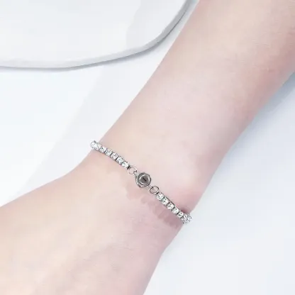 Custom Photo Projection Bracelet Fashionable All Diamonds Bracelet Gifts For Her-Blongser