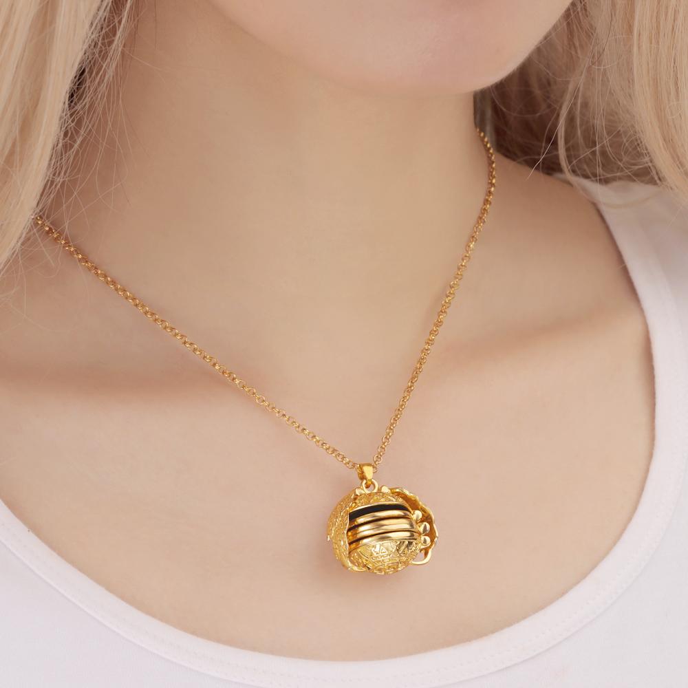 Personalized Angel Wings Expanding Photo Ball Locket Necklace-Blongser