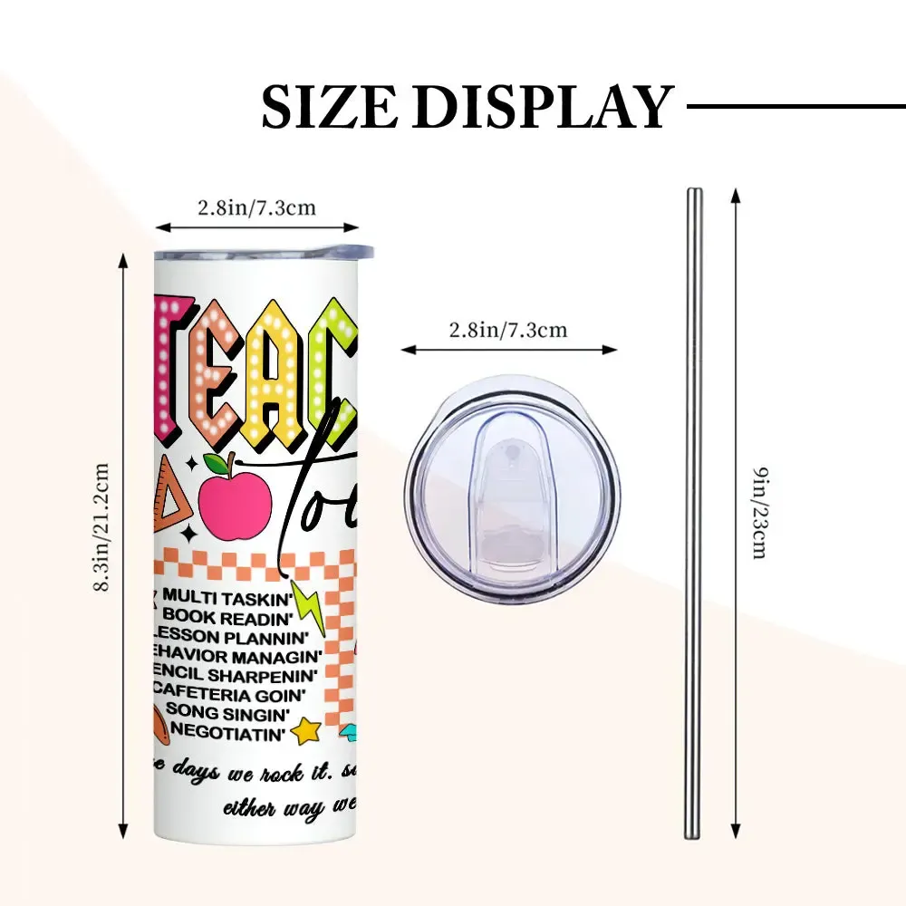 Personalized 20oz Skinny Tumbler with Straw Back to School Appreciation Gift for Teacher-Blongser