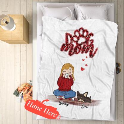 Personalized Name Dog Mom Fleece Blanket - Choose Number Of Pets-Blongser