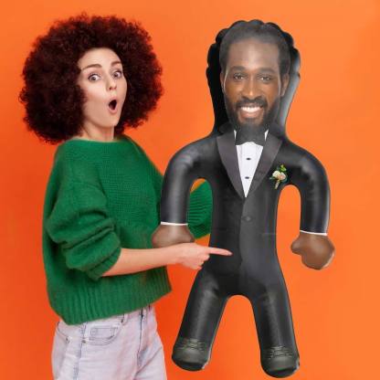 Custom Groom Blow Up Doll Hilarious Bachelorette Party Prop Inflatable Groom Hen Party Gag Gift for Bride Grooms Face Doll Inflatable Doll-Blongser