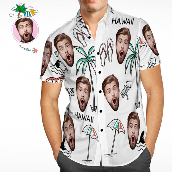 Custom Face Beach Shirts Personalized Summer Holiday Short Sleeve Hawaiian Shirt-Blongser