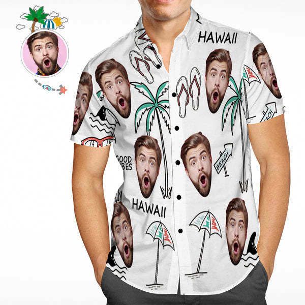 Custom Face Beach Shirts Personalized Summer Holiday Short Sleeve Hawaiian Shirt-Blongser
