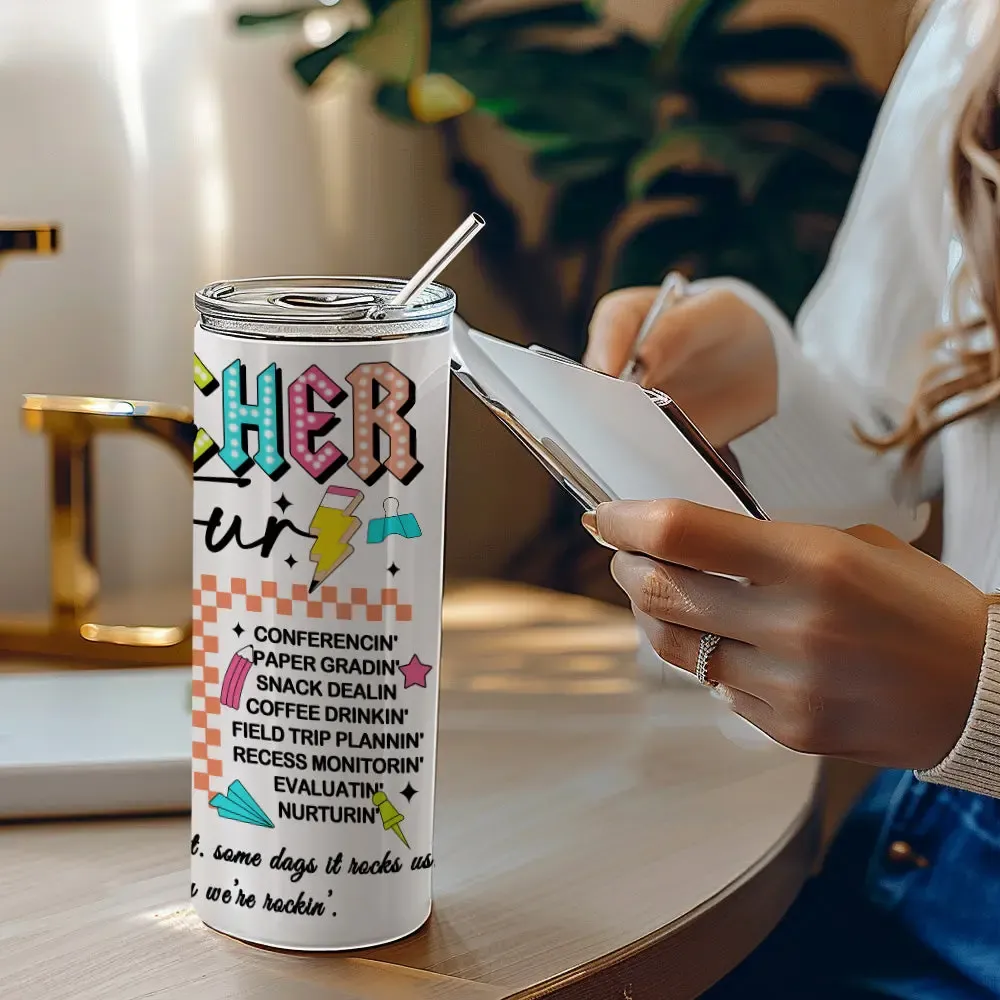 Personalized 20oz Skinny Tumbler with Straw Back to School Appreciation Gift for Teacher-Blongser