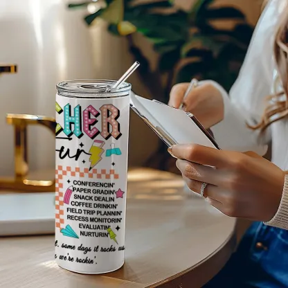 Personalized 20oz Skinny Tumbler with Straw Back to School Appreciation Gift for Teacher-Blongser
