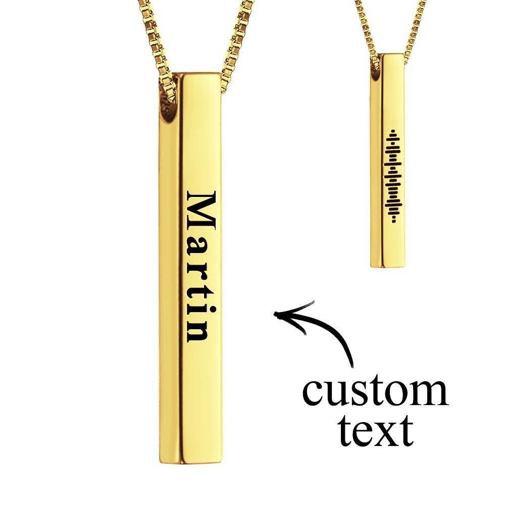 Engraved Text Scannable Code Music 3D Vertical Bar Necklace-Blongser