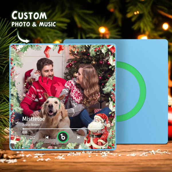 FridgeBeats Framed Custom Family Photo Music Fridge Magnet Christmas Gifts for Family Personalized Music Magnets Can Play Songs-Blongser