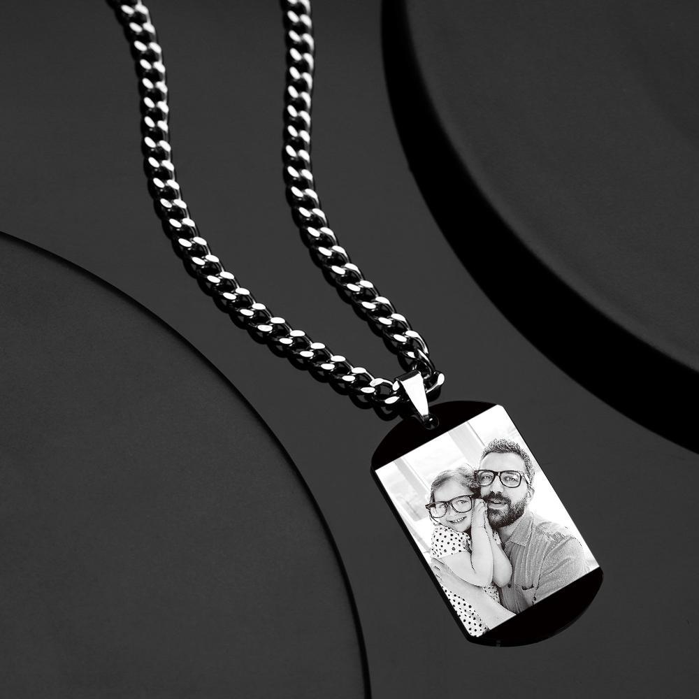 Custom Engraved Necklace With Photo And Calendar-Blongser