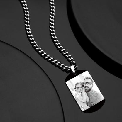 Custom Engraved Necklace With Photo And Calendar-Blongser
