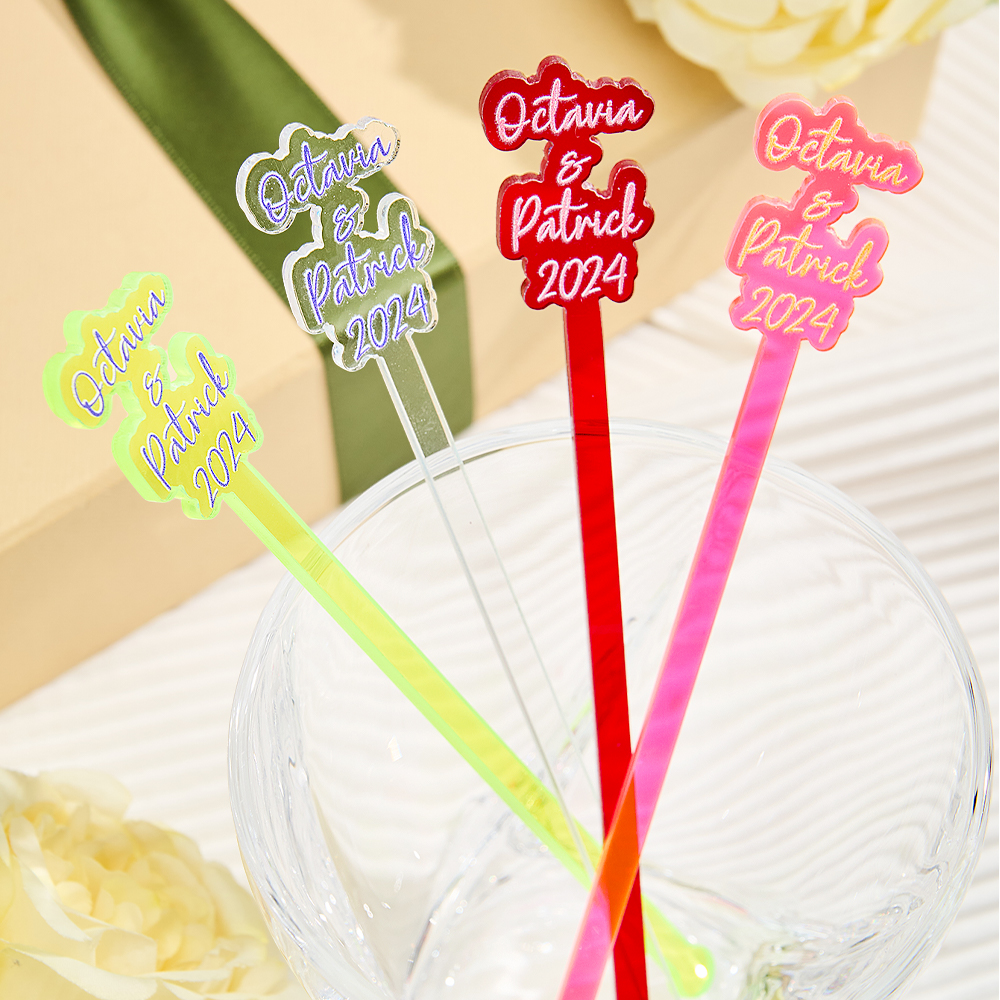 Personalized Stirring Stick with Text Acrylic Drink Cocktail Tag Wedding Birthday Party Essentials-Blongser