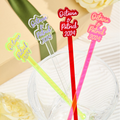 Personalized Stirring Stick with Text Acrylic Drink Cocktail Tag Wedding Birthday Party Essentials-Blongser