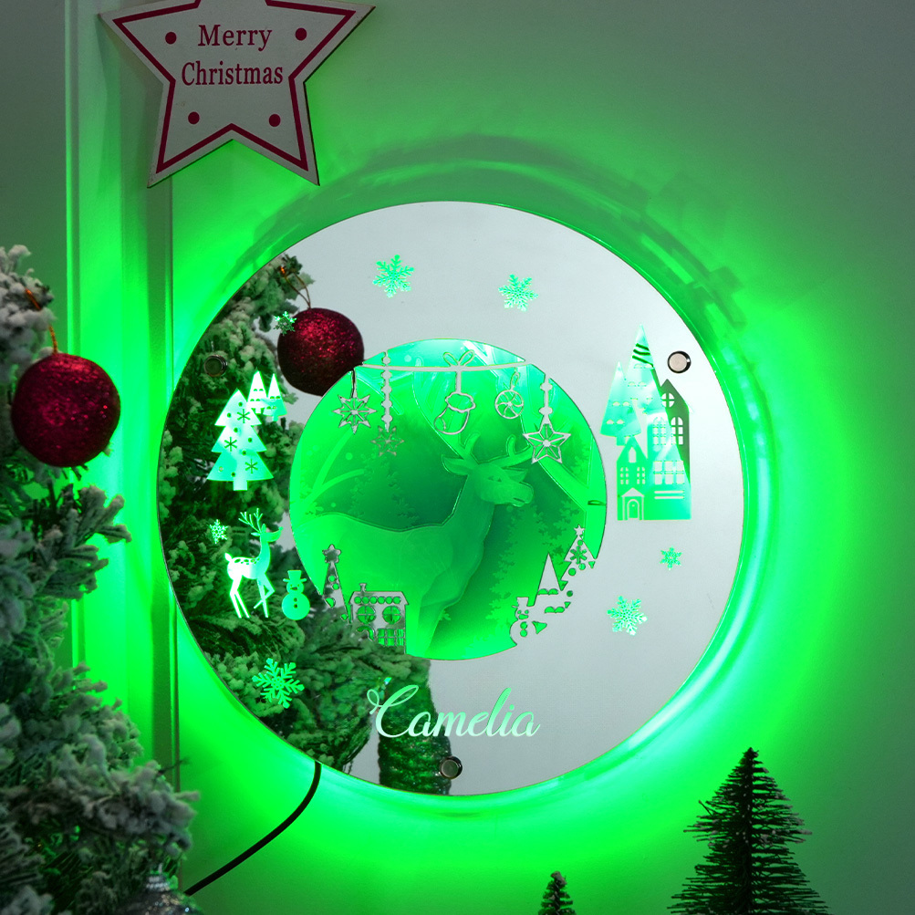 Personalised Name Mirror Lights Christmas Mirror Light Room Decor for Christmas Gift-Blongser
