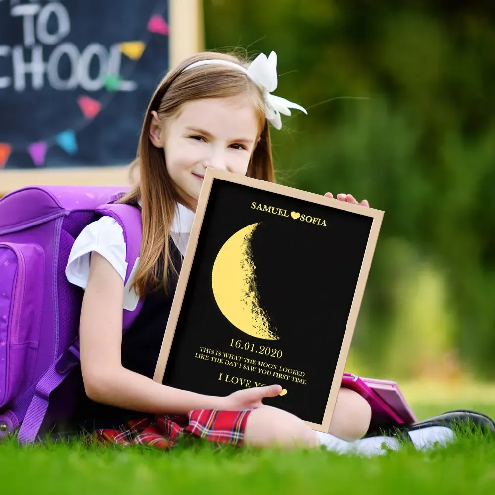 Custom Moon Phase and Names Wooden Frame with Your Text Custom Art Frame Best Valentine's Day Gift for Couple-Blongser