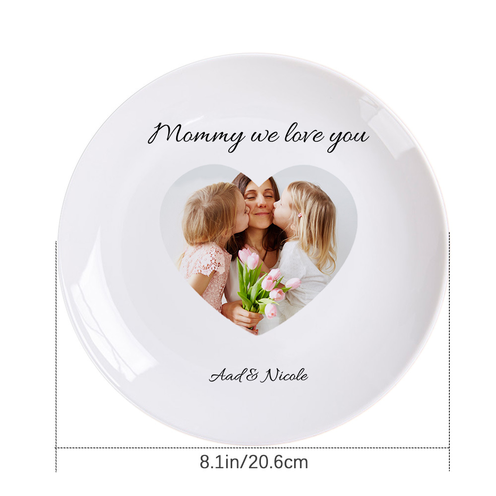 Custom Mother's Day Photo Plate Ceramic White Dinner Plate With Name Tableware-Blongser