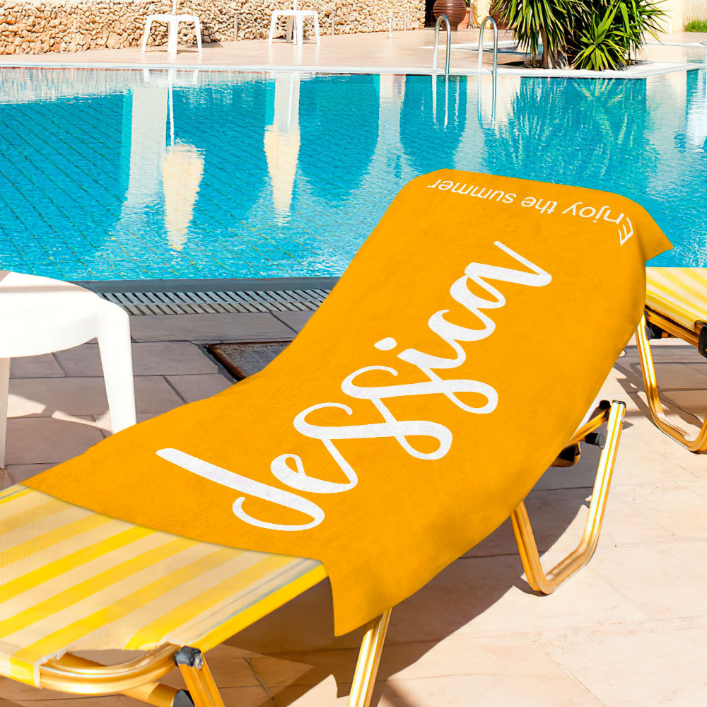 Personalized Beach Towel Custom Name Text Pool Bath Towel-Blongser