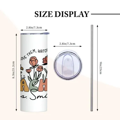 Personalized Wildflowers 20oz Name Skinny Tumbler with Straw Appreciation Gift for Teacher Back to School Gift-Blongser