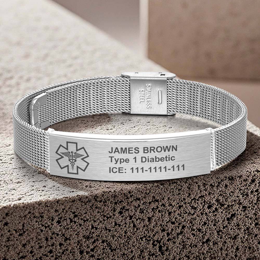 Personalized Emergency Medical Alert ID Bracelet with Text Adjustable Bracelet Gift for Diabetes Epilepsy Autism-Blongser