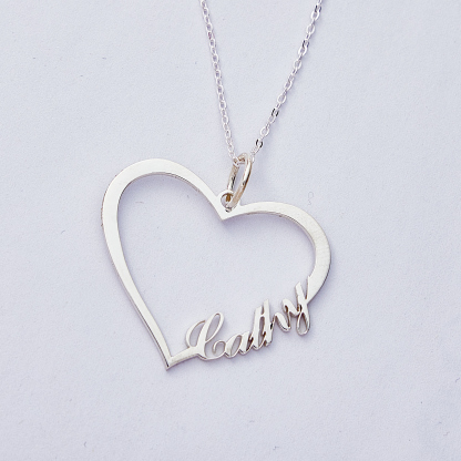 Personalized Heart Name Necklace | 925 Sterling Silver Custom Jewelry-Blongser