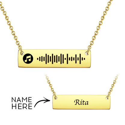 Personalized Bar Necklace Music Code Necklace Engraved Name Stainless Steel Necklace Gift-Blongser