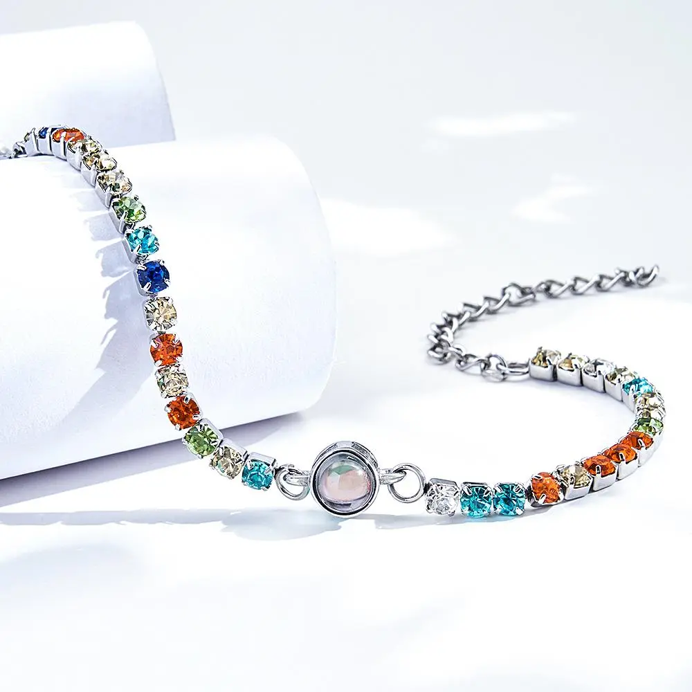 Custom Photo Projection Bracelet Fashionable All Diamonds Bracelet Gifts For Her-Blongser