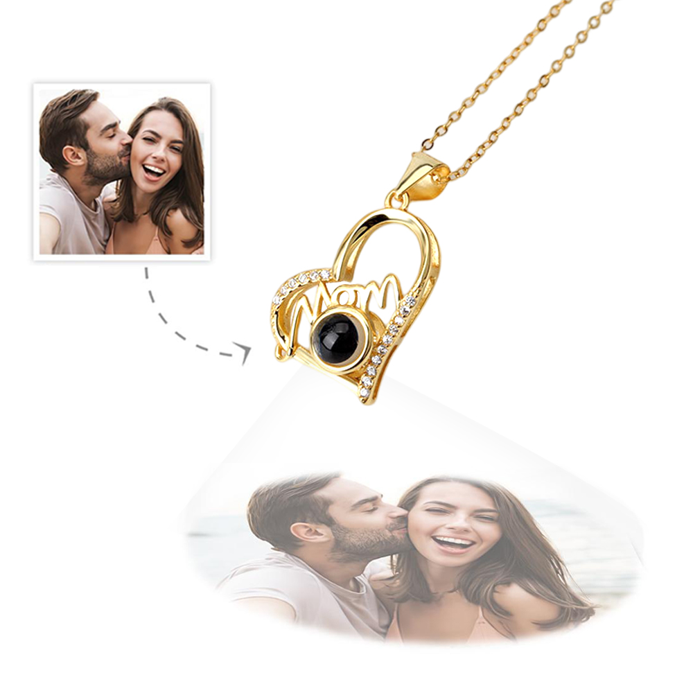 Personalized Mom Projection Heart Necklace 925 Sterling Silver-Blongser