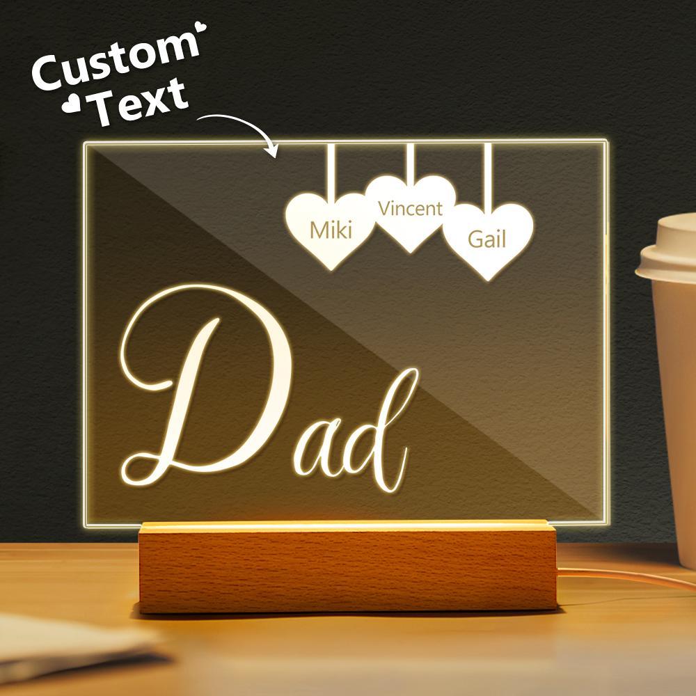 Personalized Engraved 1-5 Names Night Light Gifts For Dad-Blongser