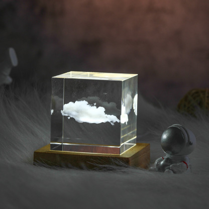 3D Moon Crystal Cube with LED Base-Blongser