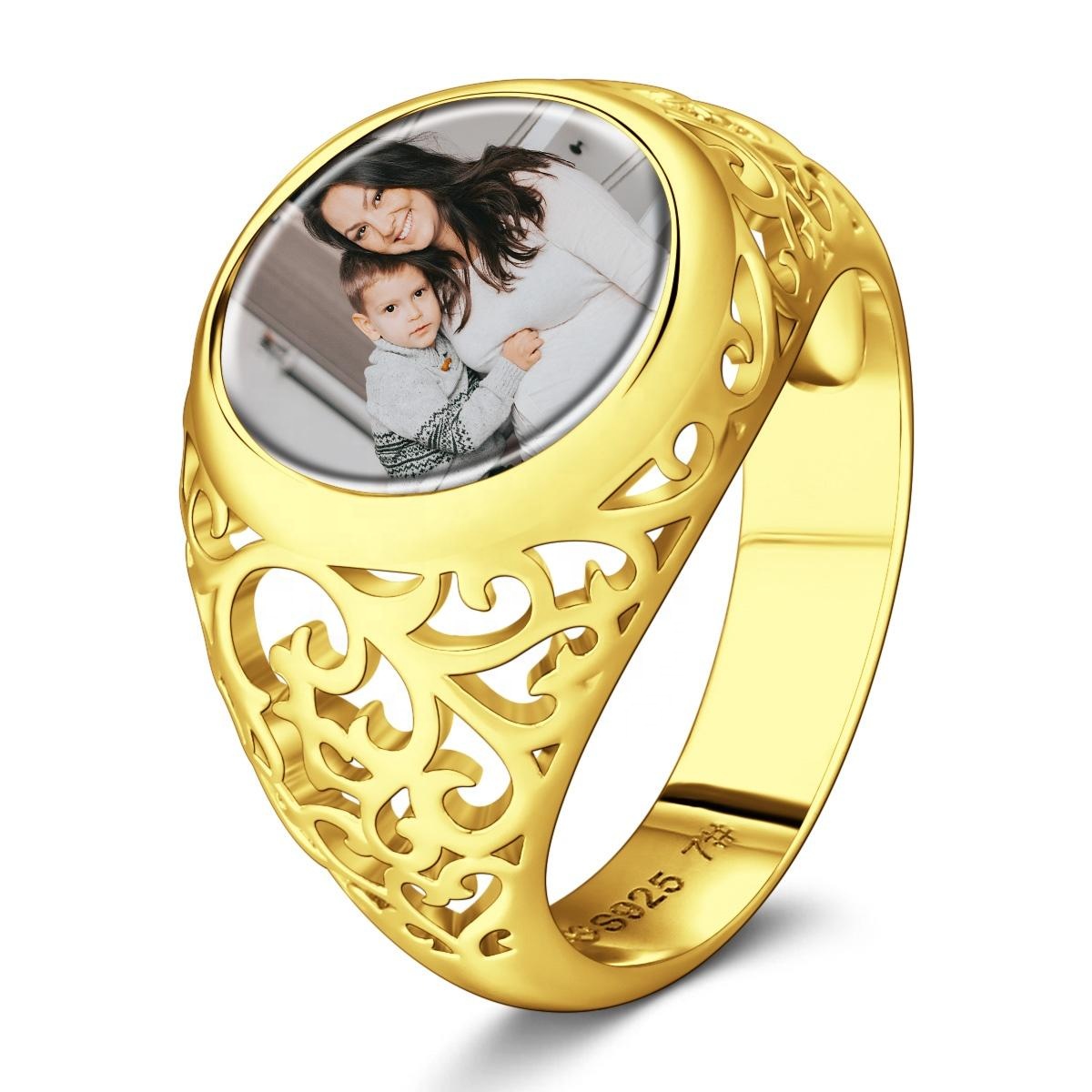 Round Women Rings Custom Photo Ring Mother's Day Gifts-Blongser