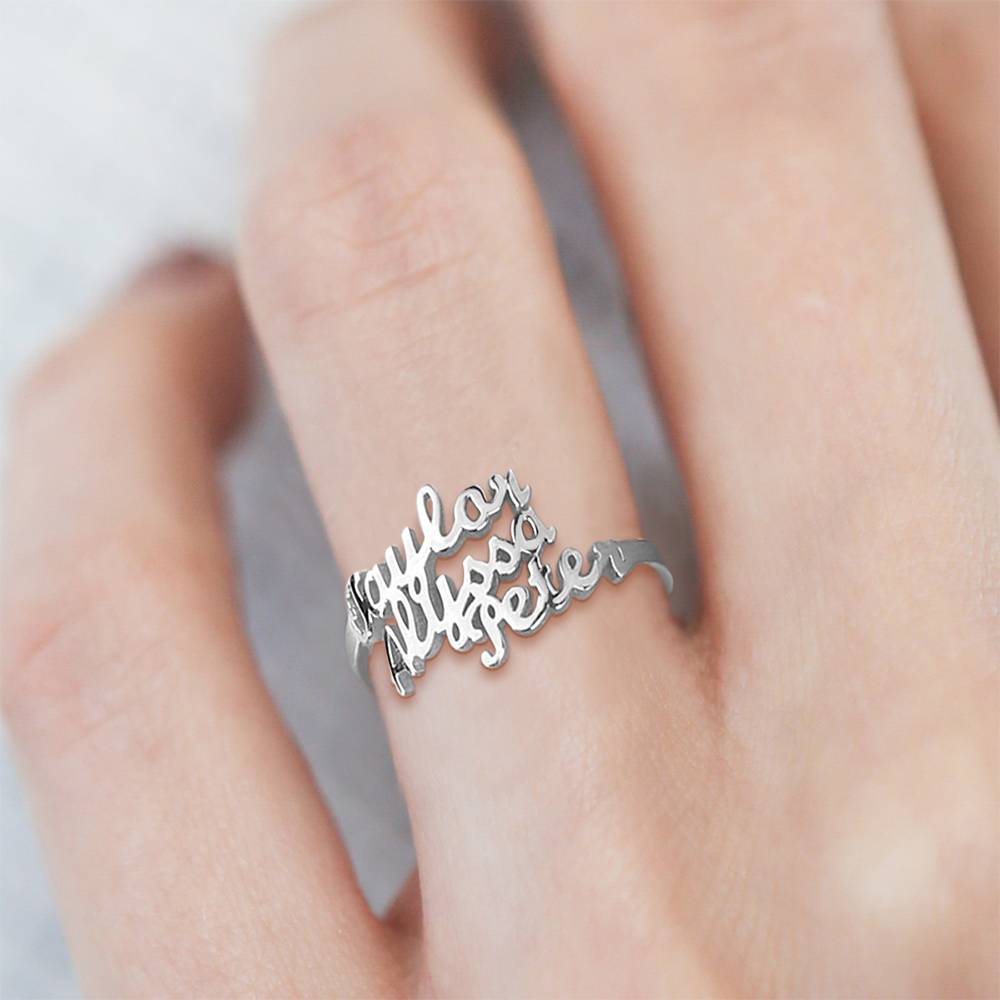 Custom Three Names Ring - 925 Sterling Silver-Blongser