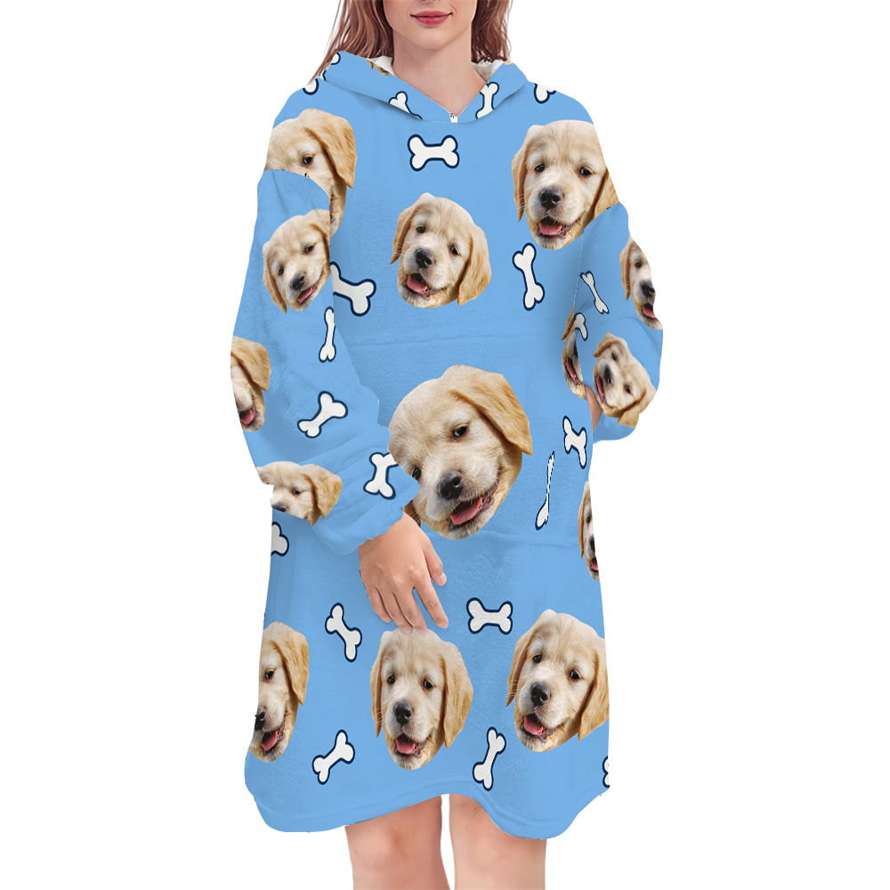 Custom Hoodie Blanket with Pocket Personalized Oversized Hoodie Sweatshirt-Blongser