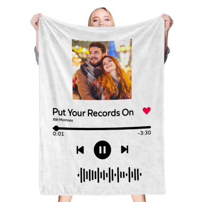 Custom Scannable Music Code Photo Fleece Blanket - 4 Colors-Blongser