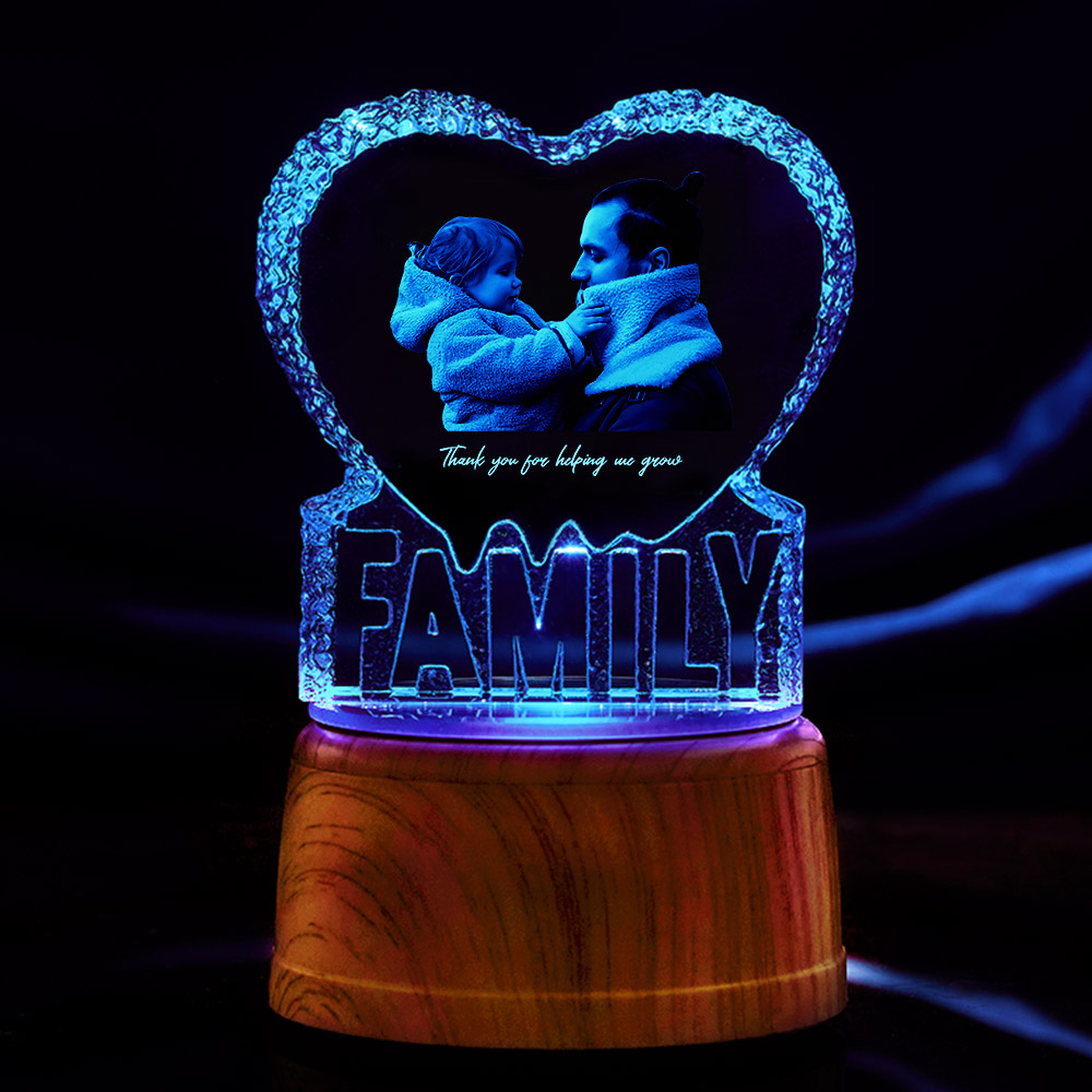 Custom Photo Crystal Sculpture Keepsake 3D Crystal Photo Heart Gift for Dad-Blongser