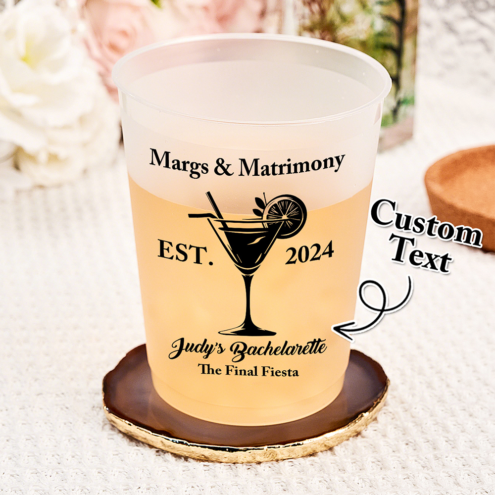 Personalized Margs & Matrimony Disposable Plastic Cups for Bachelorette Bridal Party Supplies Gift-Blongser