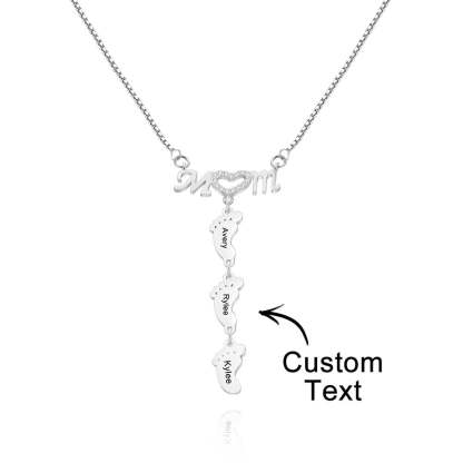 Custom Engraved Necklace Family Feet Mother's Day Gifts-Blongser