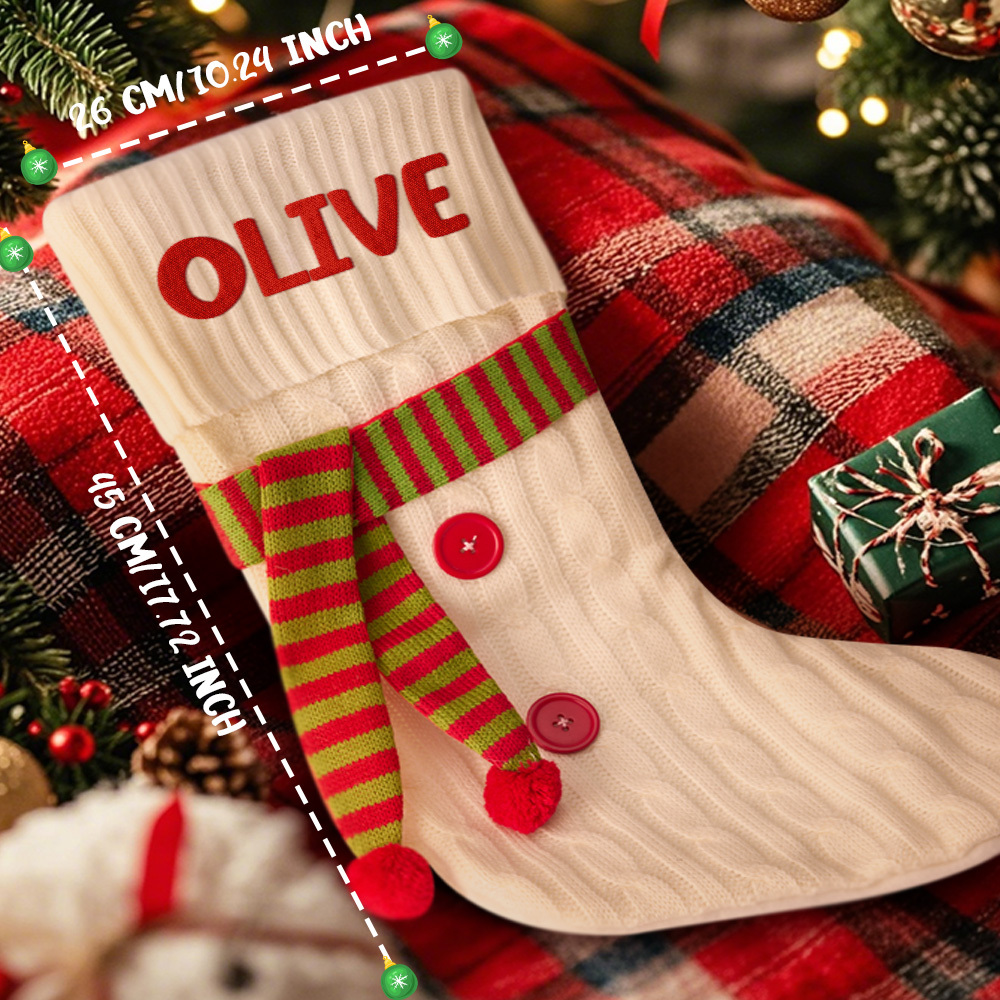 Personalized Christmas Scarve Stocking with Name Embroidery Christmas Stockings Gift for Family-Blongser
