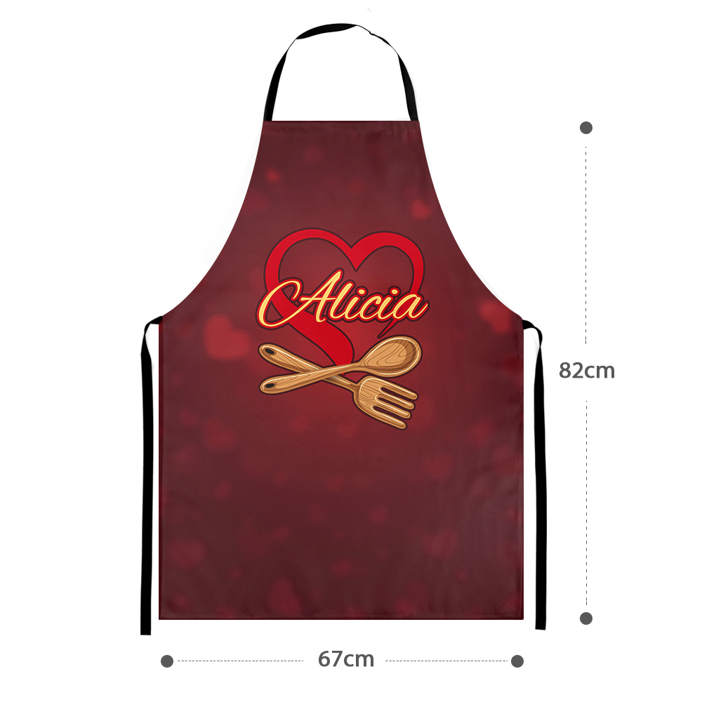 Custom Name Apron Personalized Heart Kitchen Apron-Blongser