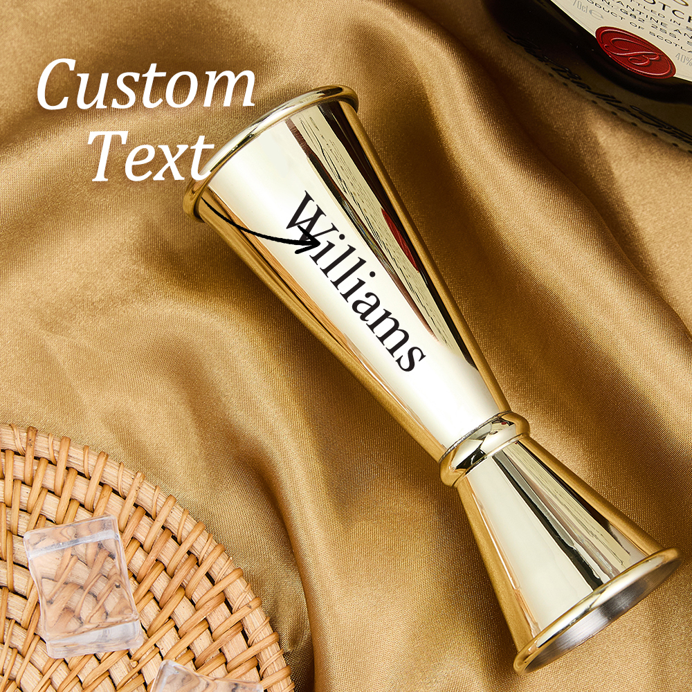Personalized Engraved Text Stainless Steel Cocktail Jigger Measurements Gift for Bartender-Blongser