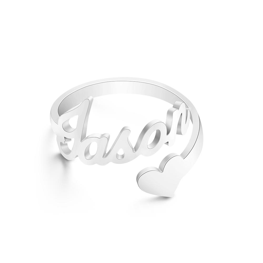 Custom Name Ring Heart Open Adjustable Rings-Blongser
